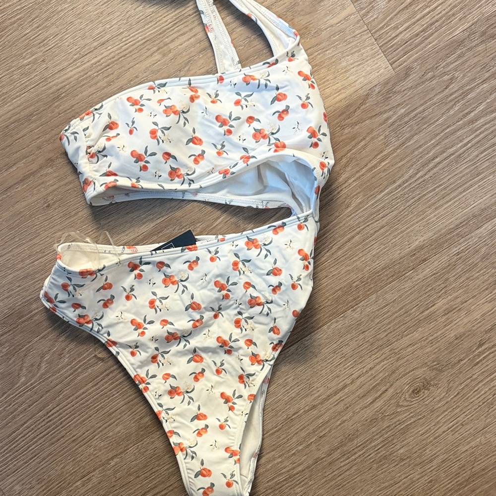 Abercrombie & Fitch Orange and White Floral Swimsuit